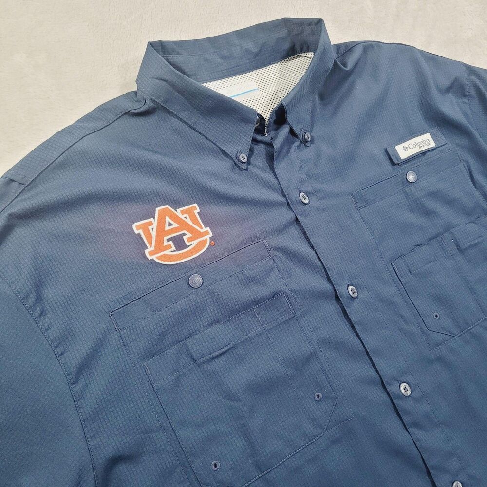 Auburn Tigers Shirt Mens XL Blue NCAA Fishing Columbia PFG Omni Shade Vented